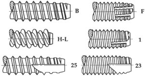 Type B, F, H-L, 1, 25, 23 Screws